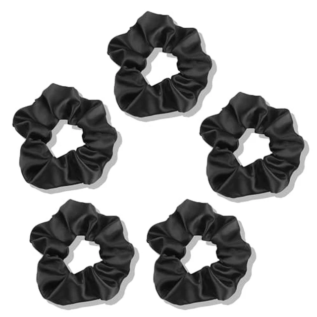 Alt view image 2 of 6 - Satin Scrunchies for Women, 5 PCS Black Silky Hair Ties for Hair Sleep - No Crease Hair Ties - Frizz-Free, Gentle Elastic Hair Bands for Thick & Thin Hair