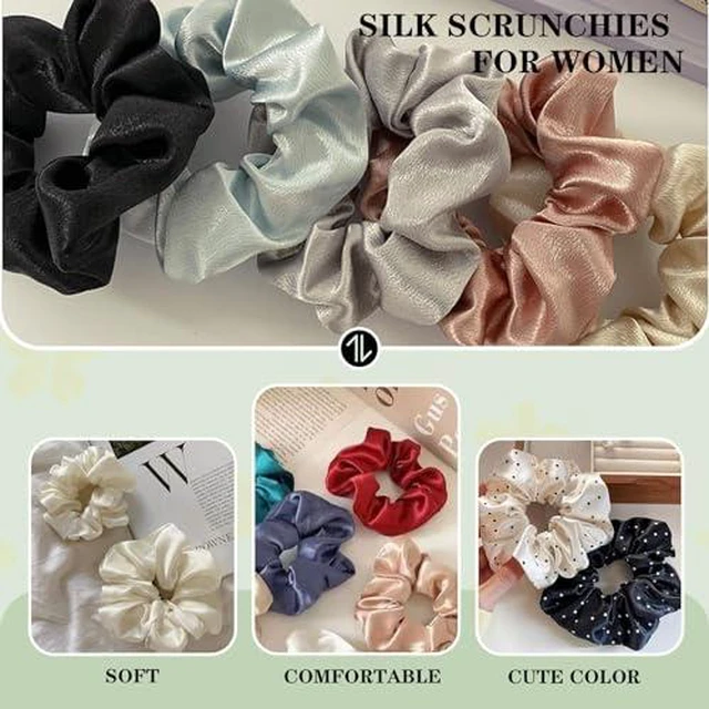 Alt view image 3 of 7 - 16 Pcs Satin Scrunchies For Women Scrunchies Hair Ties No Damage Satin Hair Tie For Frizz Sleep Soundly Softer Ties And Thin And Thick Hair Styling