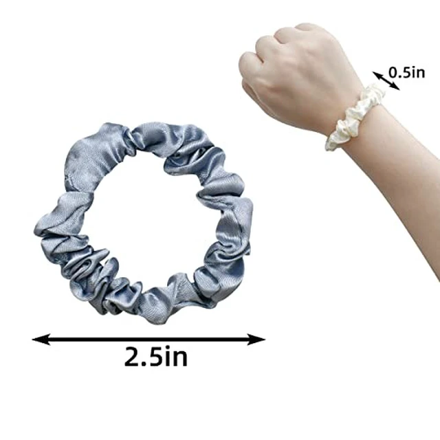 Alt view image 7 of 7 - 12 Pieces Silk Satin Scrunchies Skinny Hair Ties for Women, Girls Ponytail Holder - Small Elastic Soft Hair Ropes for Thin, Thick and Curly Hair (Colorful)