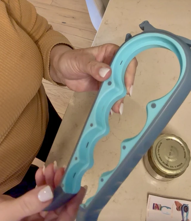 Alt view image 2 of 2 - Jar Opener Bottle Opener and Can Opener for Weak hands - Seniors with Arthritis and Anyone with Low Strength - Mutil Jar Opener Get Lids Off Easily - Blue and Grey