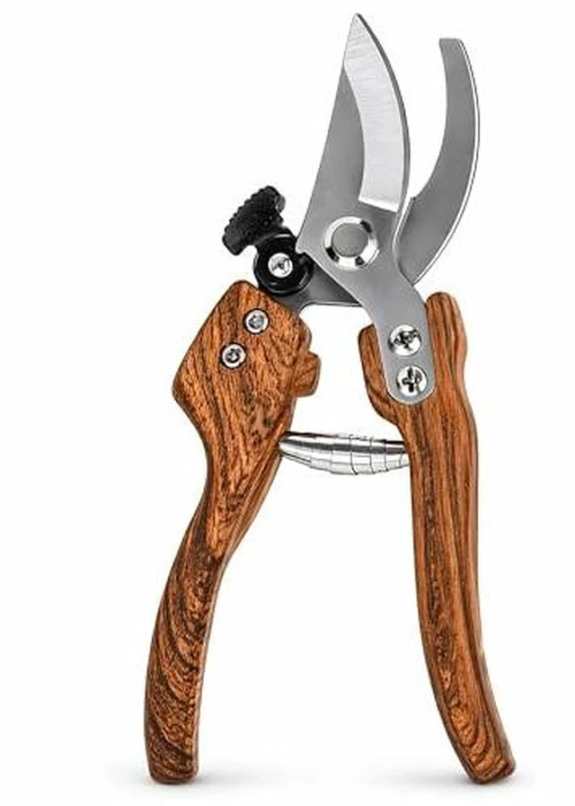 Alt view image 2 of 5 - Pruning Shears, 5/8-Inch Cut Capacity Garden Clippers, Spring-Assisted Hand Pruners with Sharp Steel Blade, Ergonomic Wood-Grain Finish Handle for Roses, Shrubs, Stems, Herbs and Garden Harvesting