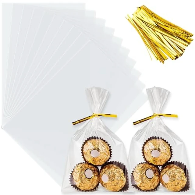 Alt view image 2 of 5 - Cellophane Treat Bags 4" x 6": 100 PCS Clear Plastic Cello Bags