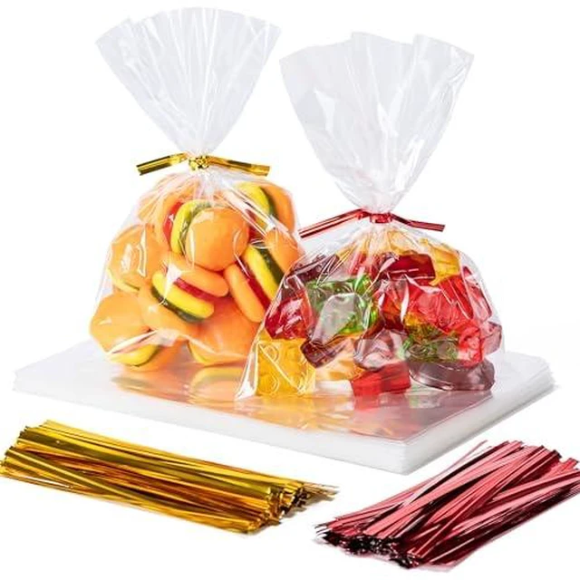 Alt view image 2 of 5 - 200 Pcs 4x6 Cellophane Treat Bags with 200 Twist Ties