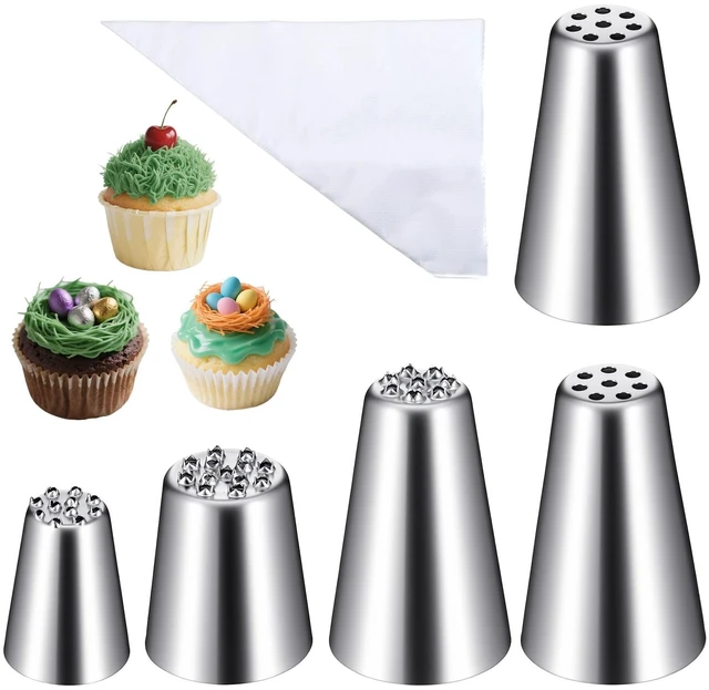 Main image of 5 Pcs Grass Piping Tips, Stainless Steel Grass Icing Tips Set