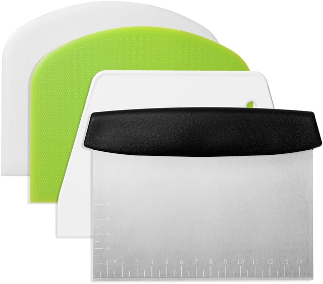Main image of 4 Pcs Bench Scraper,Dough Scraper,Versatile Kitchen Scraper Set for Pastry Bread Pizza Cake