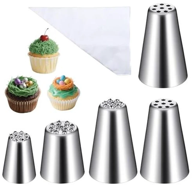 Alt view image 2 of 2 - 5 Pcs Grass Piping Tips, Stainless Steel Grass Icing Tips Set