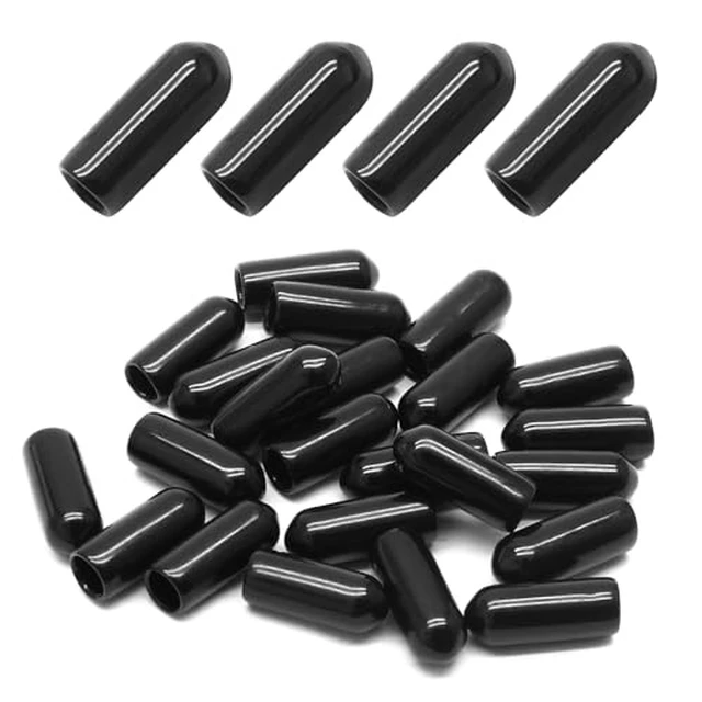 Alt view image 2 of 3 - 24 Pcs Round Rubber End Caps, 1/4" (6mm) ID, Black