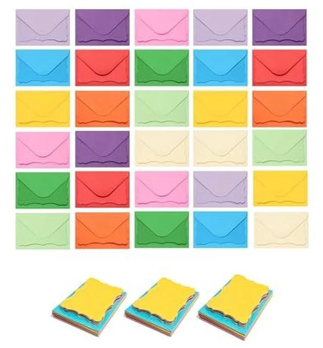 Alt view image 2 of 3 - 10 Pcs Mini Cards with Envelopes, Small Blank Note Cards Set with Self-Adhesive Colorful Envelopes, 10 Colors for Gift Messages, Thank You Notes, Business Cards & DIY Crafts (6.22 x 4.25 Inches)