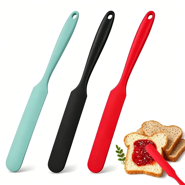 Main image of Silicone Jar Spatula Set 3PCS Long Handle Mini Spatula Heat Resistant