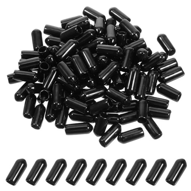 Alt view image 2 of 5 - 100 PCS Black Rubber Screw Covers, 5mm Inner Diameter End Caps, Vinyl Tips for Bolts, Screws, Metal Tubes, Rods, Thread Protectors
