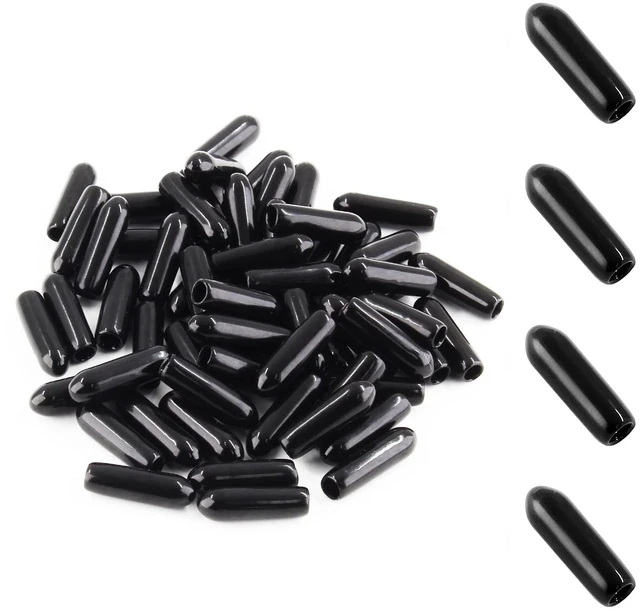 Main image of Rubber End Caps, Black, 3mm/1/8 inch, 60PCS
