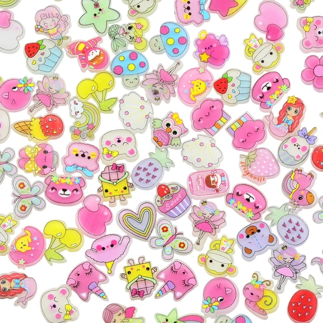 Main image of Resin Charms for Crafts 100pcs Kawaii Cute Flat Back Slime Charms Bulk Small Mini Acrylic 3D Flatback Decoden Charm for DIY Hair Clips, Scrapbooking & Embellishments (Acrylic Mixed)