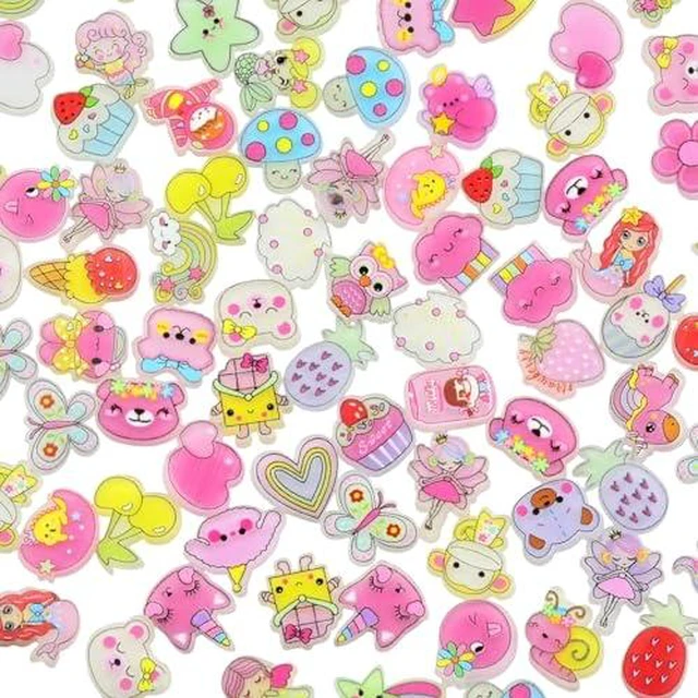 Alt view image 2 of 6 - Resin Charms for Crafts 100pcs Kawaii Cute Flat Back Slime Charms Bulk Small Mini Acrylic 3D Flatback Decoden Charm for DIY Hair Clips, Scrapbooking & Embellishments (Acrylic Mixed)