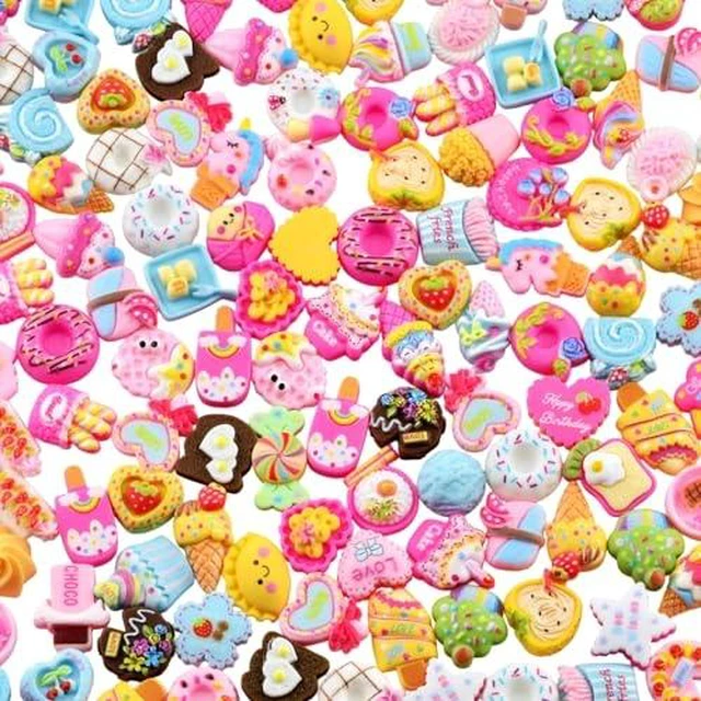Alt view image 3 of 6 - Resin Charms for Crafts 100pcs Kawaii Cute Flat Back Slime Charms Bulk Small Mini Acrylic 3D Flatback Decoden Charm for DIY Hair Clips, Scrapbooking & Embellishments (Acrylic Mixed)