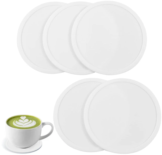 Main image of 5-Pack White Silicone Coasters, Non-Slip Drink Coasters for Dining Table