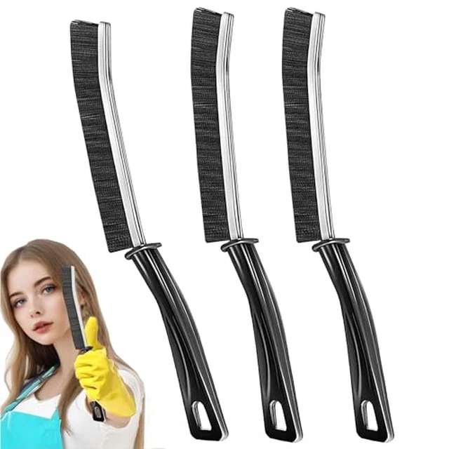 Alt view image 2 of 5 - 3Pcs Hard-bristled Crevice Cleaning Brush, Multifunctional Thin Gap Scrub Brush, Bathroom Cleaner Tools for Household Use, Kitchen, Window, Toilet, Grout, Faucets, Car