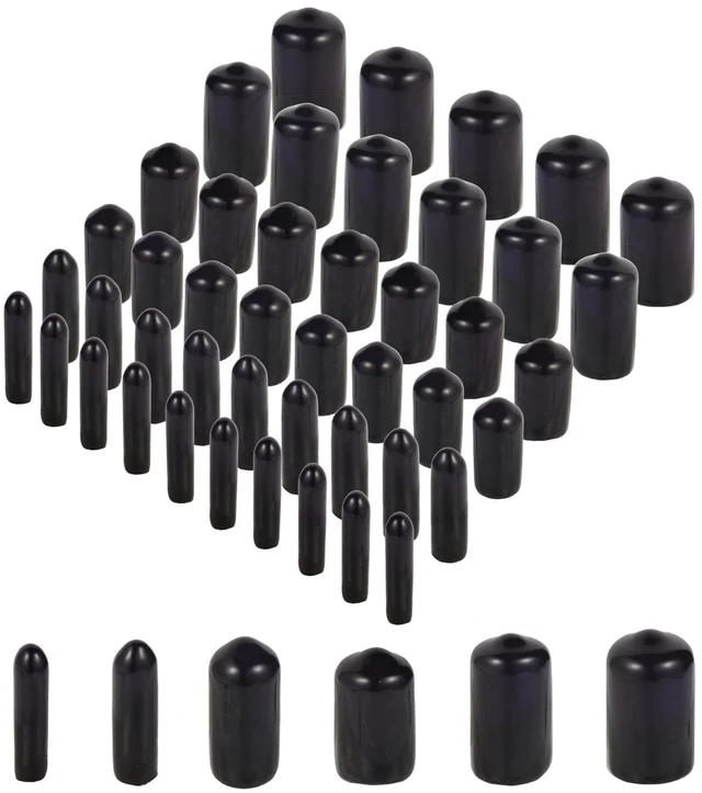 Main image of Rubber End Caps - 60pcs Flexible Screw Thread Protector Covers Rubber Bolt Covers Caps for Metal Tube Rod in 6 Sizes 2mm,3mm,6.5mm,8mm,10mm,12mm