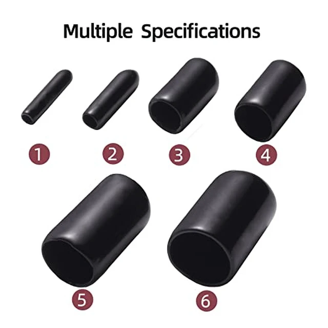 Alt view image 3 of 5 - Rubber End Caps - 60pcs Flexible Screw Thread Protector Covers Rubber Bolt Covers Caps for Metal Tube Rod in 6 Sizes 2mm,3mm,6.5mm,8mm,10mm,12mm