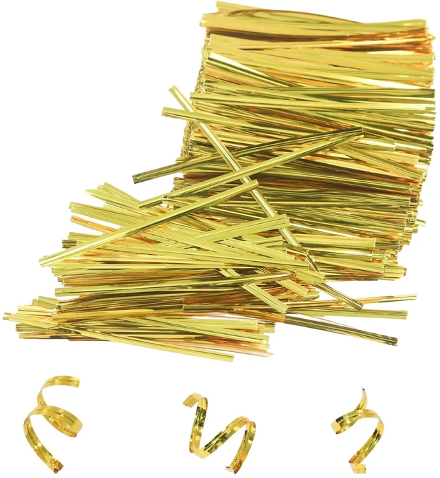 Main image of 4 Inches Twist Ties for Bags,800pcs Twist Ties for Plastic Bags,Reusable Bread ties,Gold Twist Ties,Twisty Ties for Candy Bags, Coffee Bags, Snacks, Cake Pops, Party Supplies (A-golden)