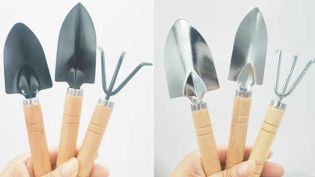 Alt view image 2 of 2 - 3 Pcs Mini Garden Tools Set Small Tiny Shovel Trowel and Hand Rake with Solid Wood Handle Indoor Gardening Tools for Pot Plants Succulent Bonsai