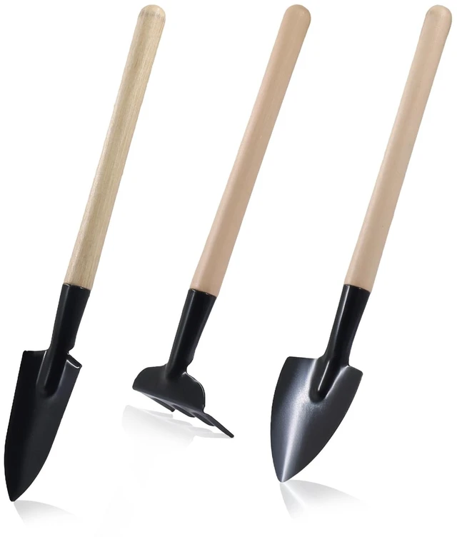 Main image of 3 Pcs Mini Gardening Tools Set for Kids | Rust-Resistant Iron Mini Shovel & Hand Rake, Solid Wood Handle, For Pot Plants, Indoor & Outdoor Gardening