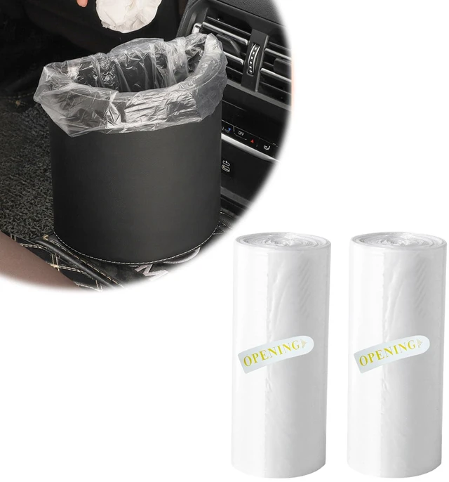 Main image of 2 PCS Car Trash Bags (60 Counts), Elastic Transparent Mini Garbage Bags, Waterproof Waste Disposal Bags Trash Can Liner Refills for Car Home Office Desktop, Car Accessories
