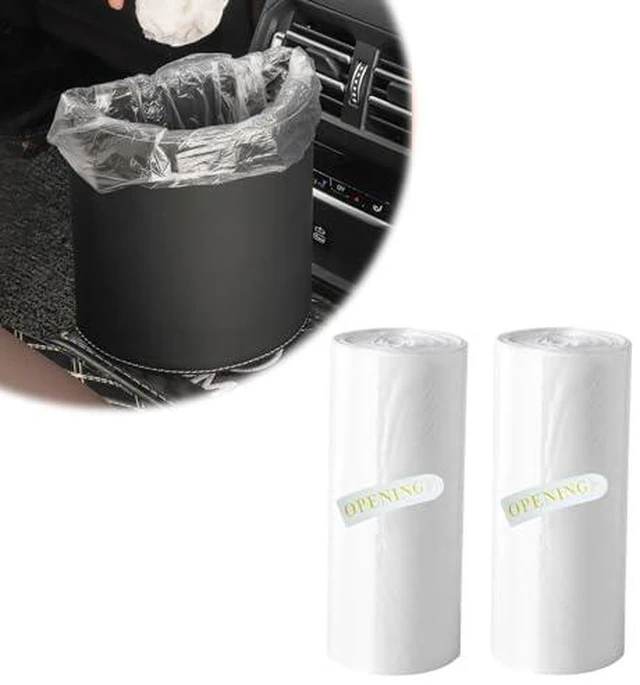 Alt view image 2 of 2 - 2 PCS Car Trash Bags (60 Counts), Elastic Transparent Mini Garbage Bags, Waterproof Waste Disposal Bags Trash Can Liner Refills for Car Home Office Desktop, Car Accessories