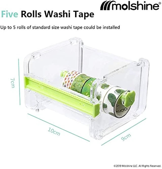 Alt view image 2 of 5 - Transparent Visible Desktop Multi Washi Masking Tape Dispenser,Tape Cutter,Roll Tape Holder (Not Include Masking Tape) (Green)