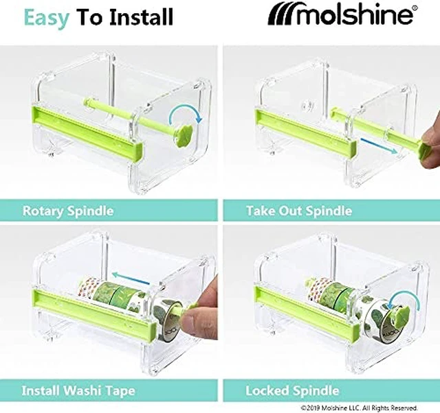 Alt view image 5 of 5 - Transparent Visible Desktop Multi Washi Masking Tape Dispenser,Tape Cutter,Roll Tape Holder (Not Include Masking Tape) (Green)