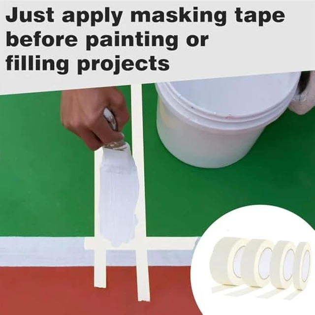 Alt view image 4 of 5 - 4 Rolls White Masking Tape 2 1 3/4 1/4 inch Wide, Multi Size Assorted