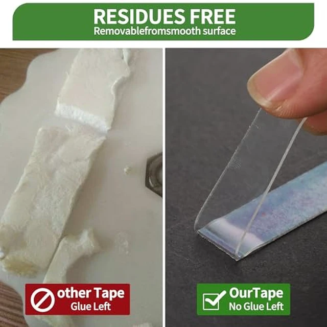 Alt view image 6 of 6 - 2 Pack Nano Double Sided Tape Duty Mounting Tape Sticky Walls, Double Sided Heavy Duty Rug Tape, Duty Multipurpose Mounting Transparent Tape for Paste Items