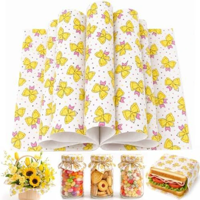 Alt view image 2 of 2 - 150 Sheets Back to School Wax Paper for Food Deli, 9.8 x 8.3 inch Coquette Bow and Pencil Patterns Greaseproof Deli Sheets for Sandwich Picnic Basket Liner Back to School Party Supplies