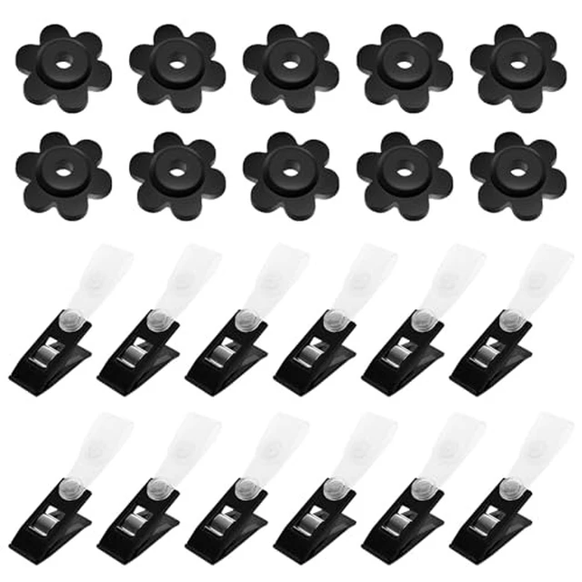 Alt view image 2 of 2 - 22Pack Garden Flag Rubber Stoppers & Clips - Flower Shape Anti-Wind Holders for Small Flags, Yard, Lawn, Pole Stand