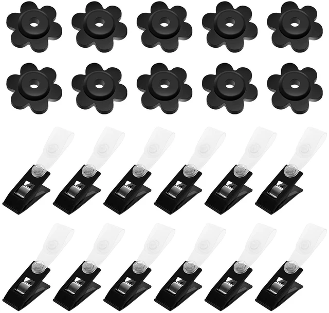 Main image of 22Pack Garden Flag Rubber Stoppers & Clips - Flower Shape Anti-Wind Holders for Small Flags, Yard, Lawn, Pole Stand