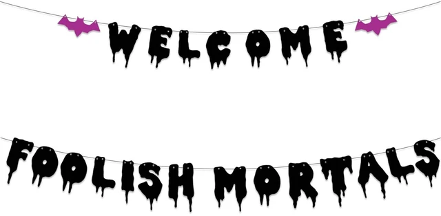 Main image of Welcome Foolish Halloween Mortals Banner Party Decorations