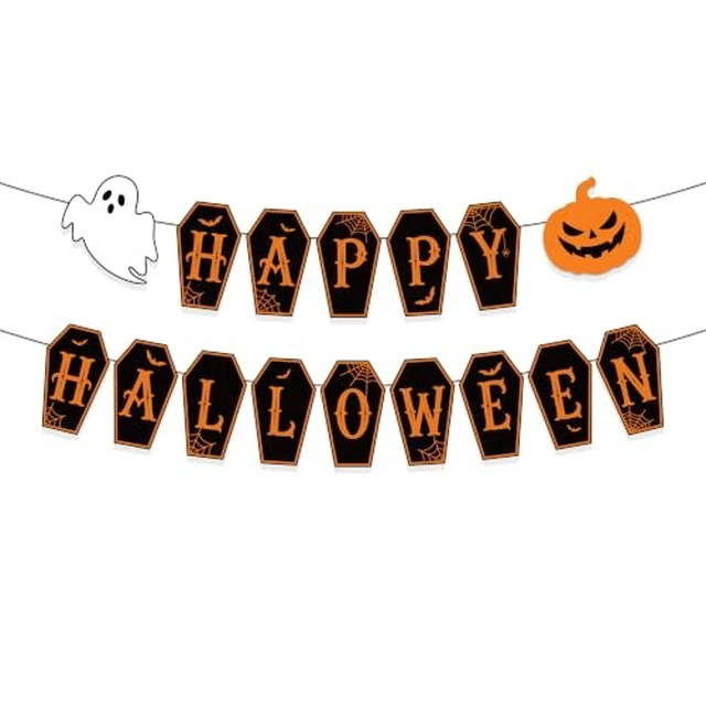 Alt view image 2 of 6 - Halloween Decorations, Happy Halloween Banner, Coffin Shaped