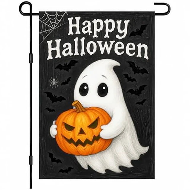 Alt view image 3 of 6 - Halloween Flying Witch Ghost Garden Flag 12x18 Inch Polyester