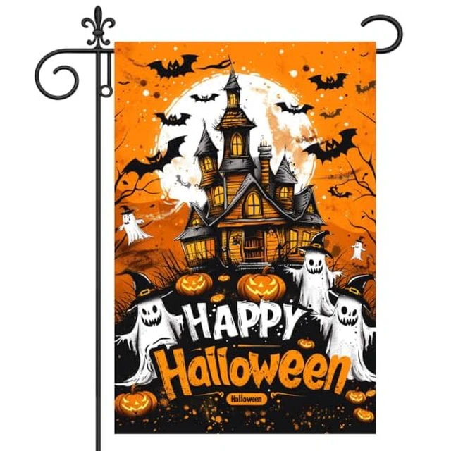 Alt view image 5 of 6 - Halloween Flying Witch Ghost Garden Flag 12x18 Inch Polyester
