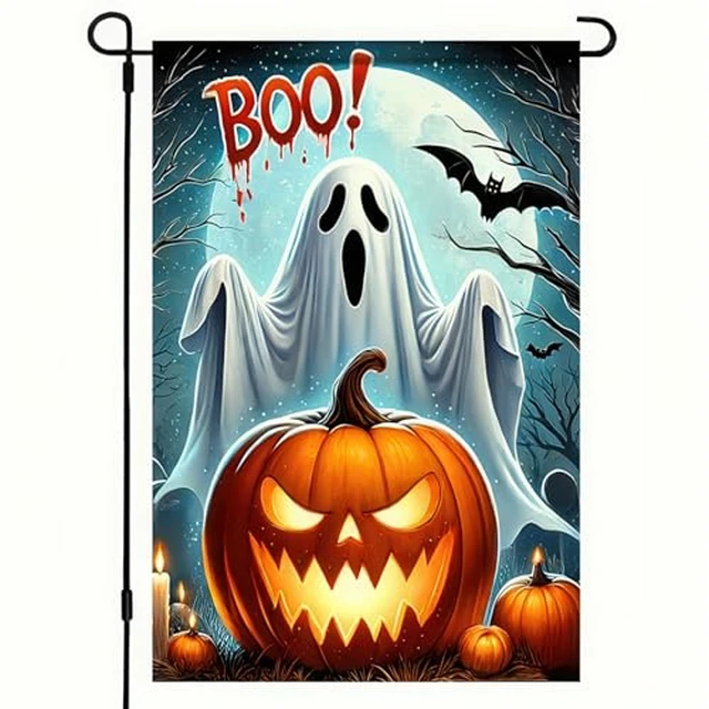 Alt view image 4 of 6 - Halloween Flying Witch Ghost Garden Flag 12x18 Inch Polyester