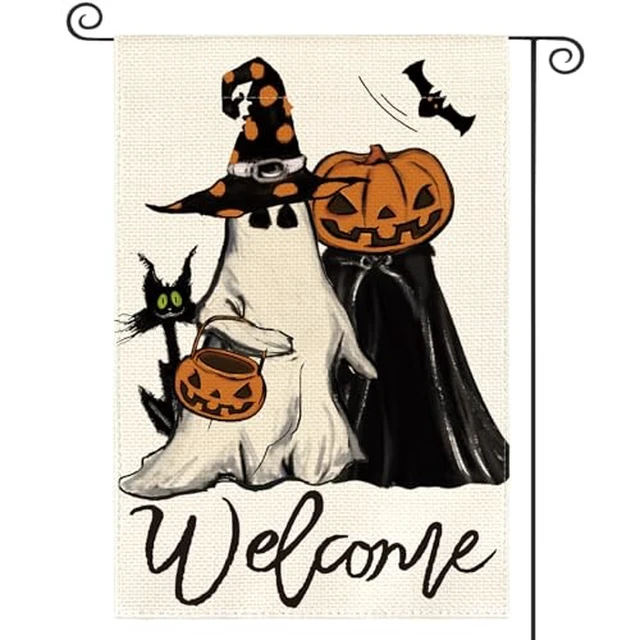 Alt view image 2 of 4 - Halloween Ghost Bat Garden Flag 12x18 Inch for Outside