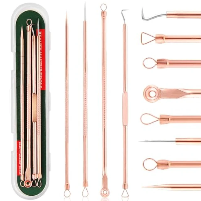 Alt view image 3 of 7 - Blackhead Remover Pimple Popper Tool Kit, Comedone Pimple Extractor Acne Tools for Face Nose, Stainless Acne Needle Zit Popping Removal Facials Tool, Silver 4Pcs