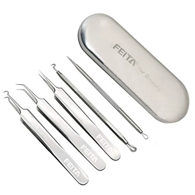 Alt view image 4 of 7 - Blackhead Remover Pimple Popper Tool Kit, Comedone Pimple Extractor Acne Tools for Face Nose, Stainless Acne Needle Zit Popping Removal Facials Tool, Silver 4Pcs