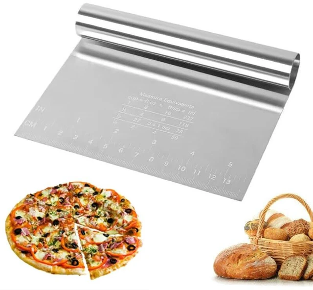 Alt view image 2 of 5 - Multipurpose Pro Heavy Duty Stainless Steel Dough Pastry Scraper Cutter Chopper Pizza Cutter with Measuring Scale and Ergonomic Rubber Non-Slip Grip (Black, 1 PCS)