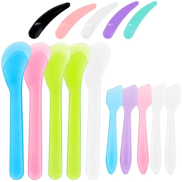 Main image of 15 Pack Makeup Scoops Spatulas 3 Types Mini Spatula Makeup Spatula Lotion Spatulas Mixed Colors Reusable Cosmetic Mask Mixing Spoon Plastic Spatulaes Makeups Tools for Cream Mask Lotion Sampling Tool