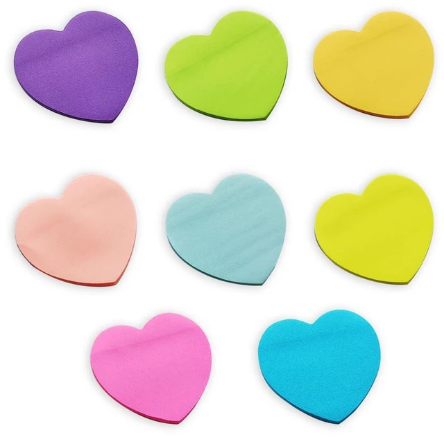 Main image of 8 Pads Heart Sticky Notes, 3x3 Inch Cute Heart Shaped Post it Notes | Small Cute Sticky Notes, Clean Removal, Bright Pastel Colors for Office School Home Planner Decoration