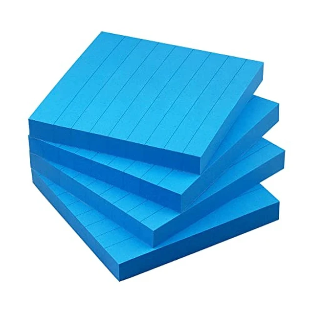 Alt view image 3 of 5 - Lined Sticky Notes 3x3 in, Self-Adhesive, Bright, 4 Pads, 90 Sheets/Pad