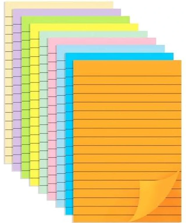 Alt view image 2 of 2 - Lined Sticky Notes 4x6 in, Strong Adhesive Self Stick Note Pads