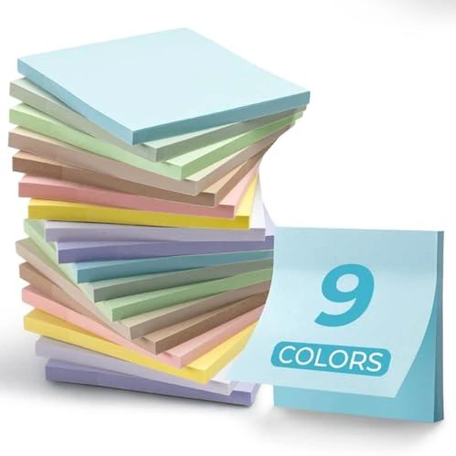 Alt view image 2 of 2 - M&G 18 Pads Sticky Notes 3x3 Inch, Self Sticky Notes 9 Soft Pastel Colors, Easy to Stick Self-Stick Note Pads, Office and School Supplies for Home, Desk, and Notebook Use, 50 Sheets/Pad