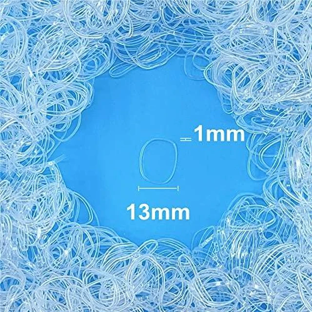 Alt view image 2 of 7 - 1500pcs Mini Hair Rubber Bands, Non-slip Rubber Hair Bands for Girls, Elastic Hair Ties(0.5 inch) Clear