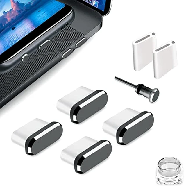 Alt view image 4 of 5 - C Dust Plug, Type C Dust Cover Charging Port Cap 4 PCS with Cleaning Brush Black, Compatible with iPhone 17 16 15 Pro Max Plus Samsung S25 S24 Ultra, Anti Lost Phone Accessory Protector
